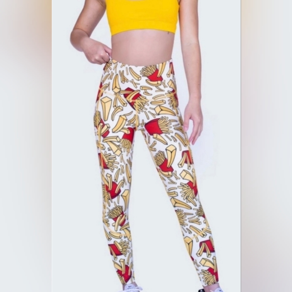 Feed Me Fight Me French Fry Leggings, Size M